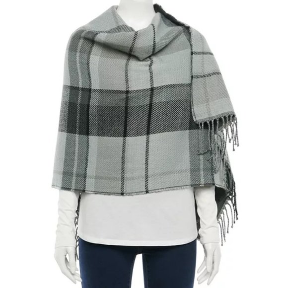 NWT Women's Apt. 9 Reversible Plaid Blanket Wrap Scarf - Picture 1 of 3